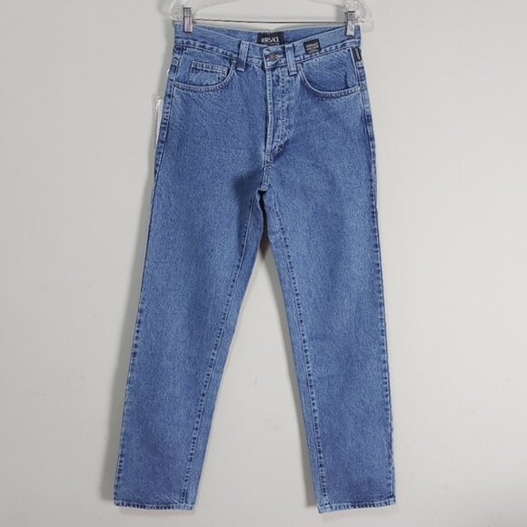 Versace Jeans Couture Men Jean Size 32 Blue Retro High Waist Button Fly Straight - Picture 1 of 14